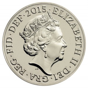 A 2015 £1 coin bearing the fifth definitive coin portrait of Her Majesty The QueenCredit: The Royal Mint