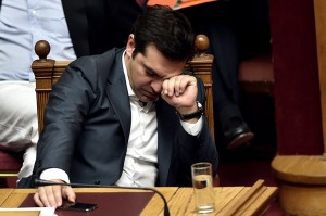 Greek Prime Minister Alexis Tsipras reacts during a parliament session in Athens on July 15, 2015. Credit: © Aris Messinis, AFP/Getty Images