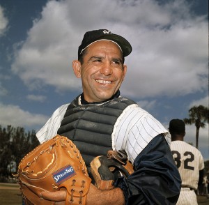 New York Yankee catcher Yogi Berra poses at spring training in Florida, in an undated file photo. Credit: AP Photo