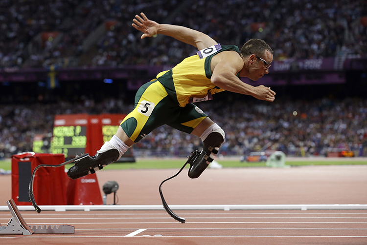 South Africa's Oscar Pistorius starts in the men's 400-meter semifinal during the athletics in the Olympic Stadium at the 2012 Summer Olympics, London. Credit: © Anja Niedringhaus, AP Photo