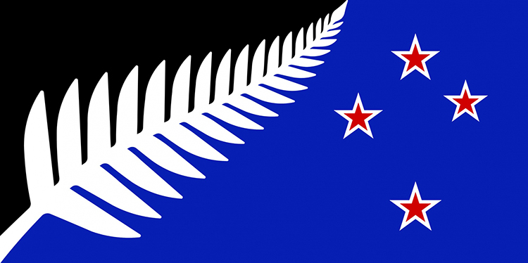 New Zealand alternative flag. The Silver Fern Flag, designed by Kyle Lockwood.  Credit: New Zealand Government (licensed under CC BY 3.0 NZ)