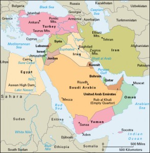 Middle East Map. Credit: WORLD BOOK map