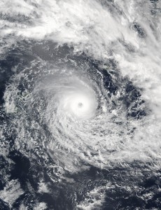 Visible image from the VIIRS satellite of Tropical Cyclone Winston taken at 0115 UTC February 19, 2016.  Credit: NASA