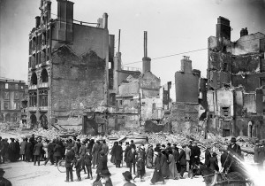 The remains of the Dublin Bread Company at 6-7 Lower Sackville Street (now O'Connell Street) after the Easter Rising in 1916. Credit: National Library of Ireland