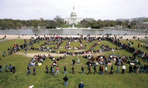 People gather for a Climate Change protest in front of the U.S. Capitol in Washington, D.C.  Credit: © Hyungwon Kang, Reuters/Landov