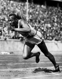 Jesse Owens shown in action in a 200-meter preliminary heat at the 1936 Summer Olympic Games in Berlin.  Credit: © AP Photo