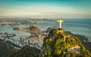Aerial panorama of Christ the Redeemer and Sugar Loaf Mountain, Rio De Janeiro, Brazil. Credit: © Marchello74, Shutterstock