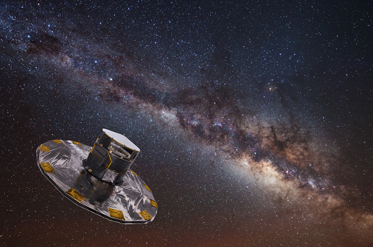 Artist's impression of Gaia mapping the stars of the Milky Way. Credit: ESA/ATG medialab/ESO/S. Brunier