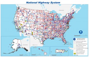 This map shows the National Highway System as it looks today. Credit: U.S. Department of Transportation