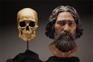This clay facial reconstruction of Kennewick Man was carefully sculpted around the morphological features of his skull, and lends a deeper understanding of what he may have looked like nearly 9,000 years ago. In September 2014, Smithsonian forensic anthropologist Douglas Owsley will publish a new book entitled “Kennewick Man: The Scientific Investigation of an Ancient American Skeleton,” providing the most thorough analysis of any Paleoamerican skeleton to date. (Sculpted bust of Kennewick Man by StudioEIS based on forensic facial reconstruction by sculptor Amanda Danning.) Credit: © Brittney Tatchell, Smithsonian Institution
