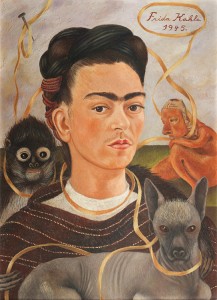Frida Kahlo’s 1945 Autorretrato con changuito (Self Portrait with Monkey) is among her works on display at the Dalí Museum. Frida Kahlo - Autorretrato con changuito (Self Portrait with Monkey), 1945. Credit: Autorretrato con changuito (1945), oil on composite board by Frida Kahlo; Museo Dolores Olmedo, © 2016 Banco de México Diego Rivera and Frida Kahlo Museums Trust (Artists Rights Society) 