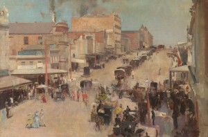 Allegro con brio, Bourke Street West (1885-6), oil on canvas by Tom Roberts. Australia’s fastest-growing and largest city Credit: Allegro con brio, Bourke Street West (1885-6), oil on canvas by Tom Roberts; National Gallery of Australia, Canberra and the National Library of Australia
