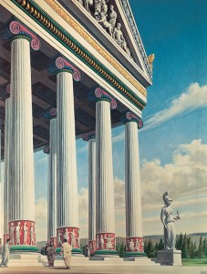 The Temple of Artemis at Ephesus was one of the largest temples built by the Greeks. It was famous for its decoration and extensive use of marble. Credit: WORLD BOOK illustration by Birney Lettick