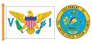 Click to view larger image The U.S. Virgin Islands flag, at left, adopted in 1917, has a golden eagle with an olive branch in one claw and three arrows in the right claw on a white background. A yellow breast, the official bird of the islands, perched on the branch of a yellow cedar, the official tree, appears on the seal, at right, adopted in 1991. The three major islands of the U.S. Virgin Islands—St. Croix, St. John, and St. Thomas—are also represented on the seal. Credit: WORLD BOOK illustrations