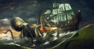 Kraken, giant octopus attacking ship. Credit: © Vuk Kostic, Shutterstock