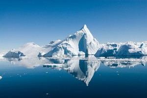 The hydrosphere consists of all of the water in Earth's oceans, lakes, and rivers, as well as all the water underground and frozen as ice and snow. About 71 percent of Earth's surface is covered with water. This photograph shows icebergs floating on the ocean. Credit: © Thinkstock