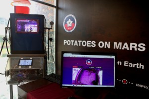 A specially constructed contained environment, CubeSat, built to simulate Martian conditions at the International Potato Center (CIP) in Lima, Peru. CIP launched a series of experiments to discover if potatoes can grow under Mars atmospheric conditions and thereby prove they are also able to grow in extreme climates on Earth. The Potatoes on Mars project was conceived by CIP to both understand how potatoes might grow in Mars conditions and also see how they survive in the extreme conditions similar to what parts of the world already suffering from climate change and weather shocks are already experiencing. Credit: © International Potato Center