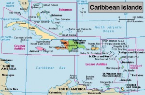 Click to view larger image Caribbean Islands. Credit: WORLD BOOK map