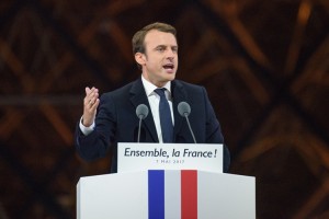 Emmanuel Macron has just been elected as President of France speaking at the Carousel du Louvre for his first speech in front of tens of thousands people in Paris, France on May 7. Credit: © Frederic Legrand, COMEO/Shutterstock
