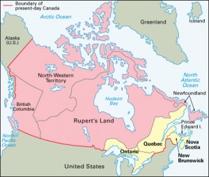 Click to view larger image In 1867, the Dominion of Canada was small compared to present-day Canada. In 1870, the Hudson’s Bay Company transferred most of its land rights to the British government, which then transferred the land to Canada. Eventually, new provinces and territories were formed. Today, Canada has 10 provinces and 3 territories. Credit: WORLD BOOK map