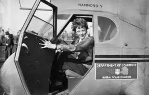 The American aviator Amelia Earhart, shown in this black-and-white photograph, set many speed and distance records in aviation during the 1930's. She learned to pilot airplanes when flying was a new and dangerous activity. Credit: Library of Congress