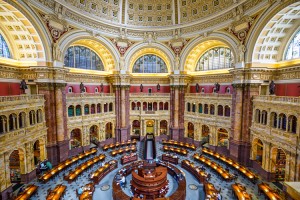 The Library of Congress, located in Washington, D.C., provides research and reference assistance to the members of the United States Congress. This picture shows the Main Reading Room of the library. The Library of Congress also serves as the national library of the United States. Its services may be used by government agencies, other libraries, scholars, and the general public. Credit: © Sean Pavone, Shutterstock