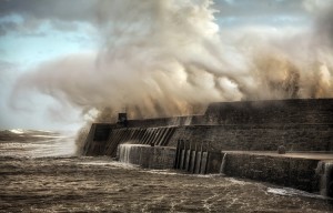 Hurricane Ophelia hits Porthcawl pier Porthcawl lighthouse and pier in the jaws of Storm Ophelia as the hurricane hits the coast of South Wales, UK. Credit: © Leighton Collins, Shutterstock