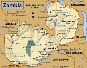 Click to view larger image Zambia. Credit: WORLD BOOK map
