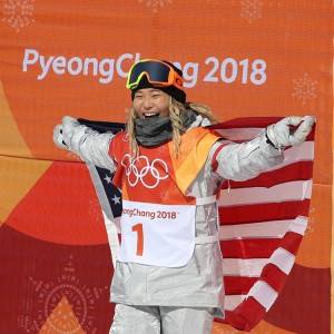 Olympic champion Chloe Kim celebrates victory in the women's snowboard halfpipe final at the 2018 Winter Olympics in Phoenix Snow Park on February 13, 2018 in PyeongChang. Credit: © Leonard Zhukovsky, Shutterstock