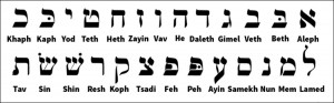 Click to view larger image The Hebrew alphabet has 22 letters, shown here in alphabetical order from right to left, as Hebrew is written. The illustration shows 26 letters, because 4 letters have two forms—with or without a dot—that stand for different pronunciations. Credit: WORLD BOOK illustration