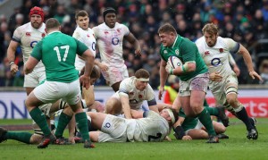 Tadhg Furlong of Ireland charges upfield during the NatWest Six Nations match between England and Ireland at Twickenham Stadium on March 17, 2018 in London, England. Credit: © David Rogers, The RFU Collection/Getty Images