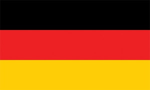 The flag of Germany has three horizontal stripes of equal width—black on top, red in the middle, and gold at the bottom. The civil flag , flown by the people, has three plain stripes. The state flag , flown by the government, includes the nation’s coat of arms at its center. The coat of arms features a black eagle with a red beak and red claws on a gold shield. Credit: © T. Lesia, Shutterstock
