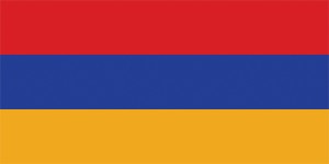 Armenia's flag has three horizontal stripes of red, blue, and orange (top to bottom). Credit: © T. Lesia, Shutterstock