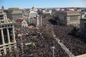 Hundreds of thousands of people take to the streets in the March for Our Lives, a nationwide protest against gun violence in wake of the Parkland school shooting on March 24, 2018 in Washington DC.  Credit: © Nicole S. Glass, Shutterstock