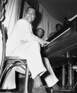 Duke Ellington was one of the leading figures in jazz history. For almost 50 years, he led an orchestra that featured many of the finest soloists in jazz. Ellington was also an outstanding composer and pianist, shown here. Credit: © Granger 