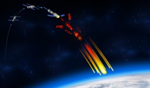 3D illustration of the fall of the China's Tiangong-1 space station on the planet Earth. Credit: © Alejo Miranda, Shutterstock