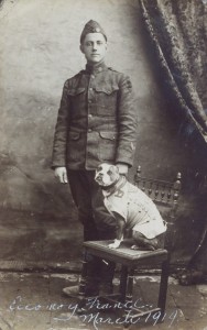 Sergeant Stubby and J. Robert Conroy, March 1919. Credit: Division of Armed Forces/Smithsonian National Museum of America History