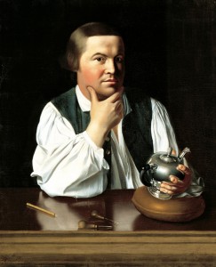 Paul Revere was a noted American craftsman who won fame for his patriotic activities at the time of the American Revolution. The American artist John Singleton Copley painted this portrait of Revere in 1768. Credit: Oil painting on canvas (1768) by John Singleton Copley; © GL Archive/Alamy Images