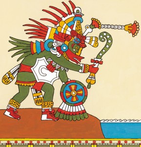 AQuetzalcoatl was a creator god and a wind god worshiped by early peoples of Mexico and Central America before the Spanish conquest. Among other things, he was associated with fertility, learning and the Aztec calendar. Credit: WORLD BOOK illustration by George Suyeoka