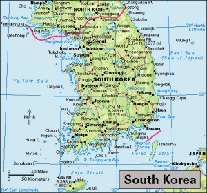 Click to view larger image South Korea. Credit: WORLD BOOK map