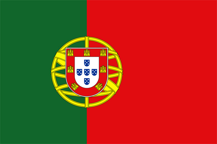 Portugal's flag has a band of green, which stands for hope; and of red, which symbolizes the blood of the country's heroes. Portugal's coat of arms appears on the flag. It shows castles and shields that recall Portuguese history. Credit: © Mehmet Buma, Shutterstock