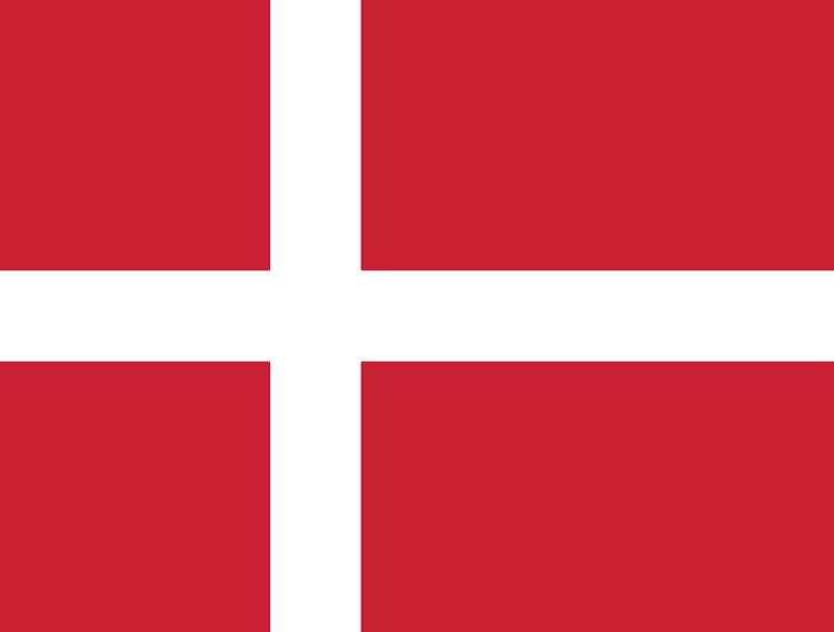 The Danish flag is red with a large white cross. The middle of the cross is shifted toward the side of the flag nearest the flagpole. The flag has two forms. The civil flag , flown by the people, is rectangular. The state flag , flown by the government, has a swallowtail (forked tail). Credit: © Loveshop/Shutterstock