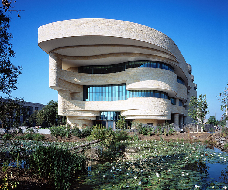 The National Museum of the American Indian is a United States museum devoted to the history and culture of the native peoples of North, Central, and South America. The museum's building, in Washington, D.C., has smooth, rounded forms that were inspired in part by windswept rock formations. Many Native American architects and designers worked on the design. Credit: Pixabay