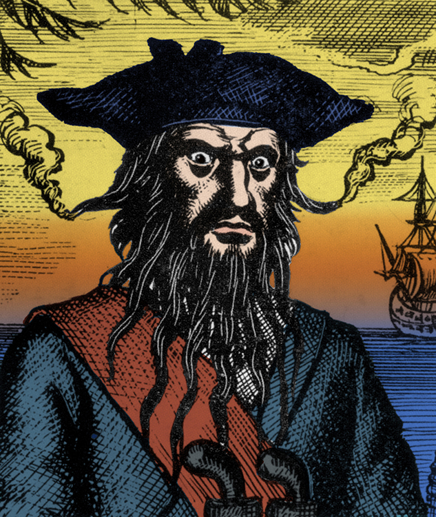 Edward Teach, better known as Blackbeard, was a notorious English pirate who operated around the West Indies and the eastern coast of the American colonies.  Credit: © Photo Researchers/Alamy Images