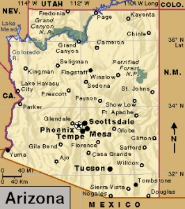Click to view larger image Arizona. Credit: WORLD BOOK map 