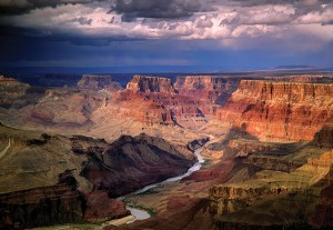 Arizona’s Grand Canyon is a valley that is up to 1 mile (1.6 kilometers) deep. This photograph shows a portion of the canyon, carved from rock over millions of years by the Colorado River. Credit: © Digital Vision/SuperStock 