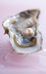 Pearl oysters are valued for the high-quality pearls they produce. This photograph shows a pearl with a rosy hue inside an open oyster. The pearl forms when an oyster encloses a piece of grit or other irritant in a smooth, shiny substance called mother-of-pearl. Credit: © FoodPhotography/Getty Images 