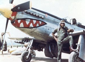 Daniel "Chappie" James, one of the famous Tuskegee Airmen, stands next to his P-51 fighter plane in Korea. James flew 101 combat mission in the Korean War (1950-1953). Credit: U.S. Air Force