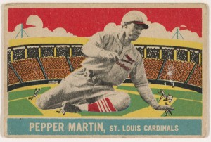 Pepper Martin, St. Louis Cardinals. Credit: Pepper Martin, St. Louis Cardinals (1933), commercial lithograph from Delong Gum Company (Boston); The Jefferson R. Burdick Collection/Metropolitan Museum of Art
