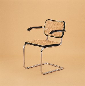 Marcel Breuer, a German architect and Bauhaus instructor, designed this chair made of chromium-plated tubular steel and cane in 1928. The cantilevered design of the chair has a light and airy appearance that is typical of most modern furniture. Credit: Knoll International 